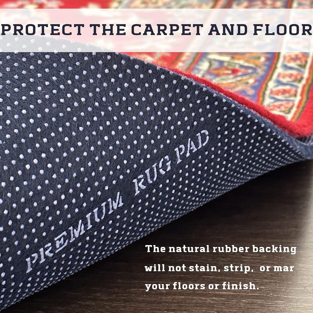 Non-Slip Area Rug Pad 9'x12', 3/8" Thick Double Side Rubber + Felt, Premium Deluxe Cushioned- Safe for All Floors - Set of 108