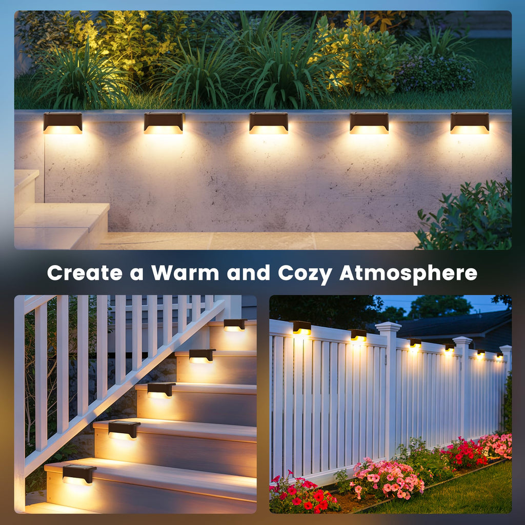 Solar Deck Lights Outdoor, Fence Lights Waterproof, 16 Pack Warm White