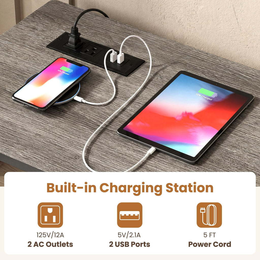 4 Pieces Counter Height Bar Table Set with Power Outlet