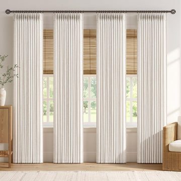 4 Panels Set Pinch Pleated Linen Curtains 90 Inches Long for Living Room Bedroom, Thick Linen Textured Memory Trained