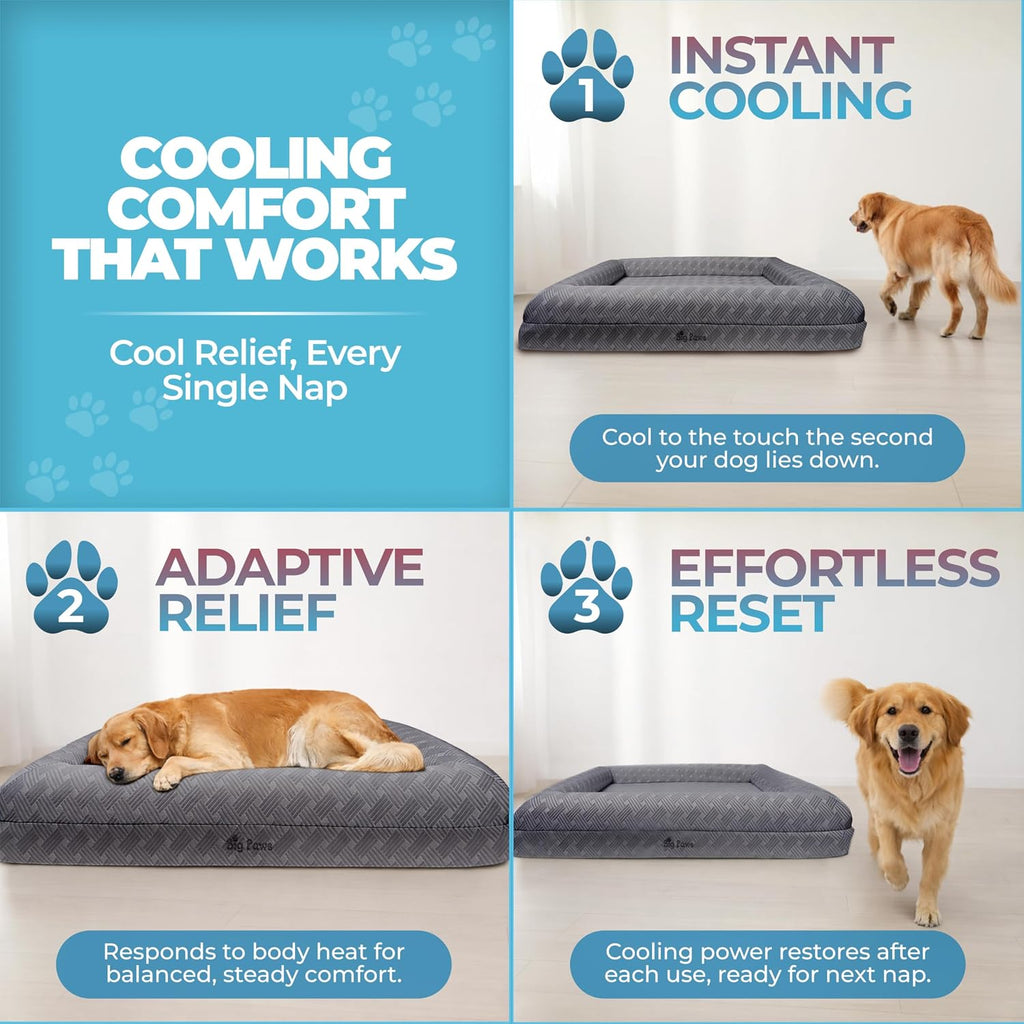 Cooling Orthopedic Dog Bed for XL & Senior Dogs + Enclosed Support, High-Density Memory Foam, Waterproof Liners