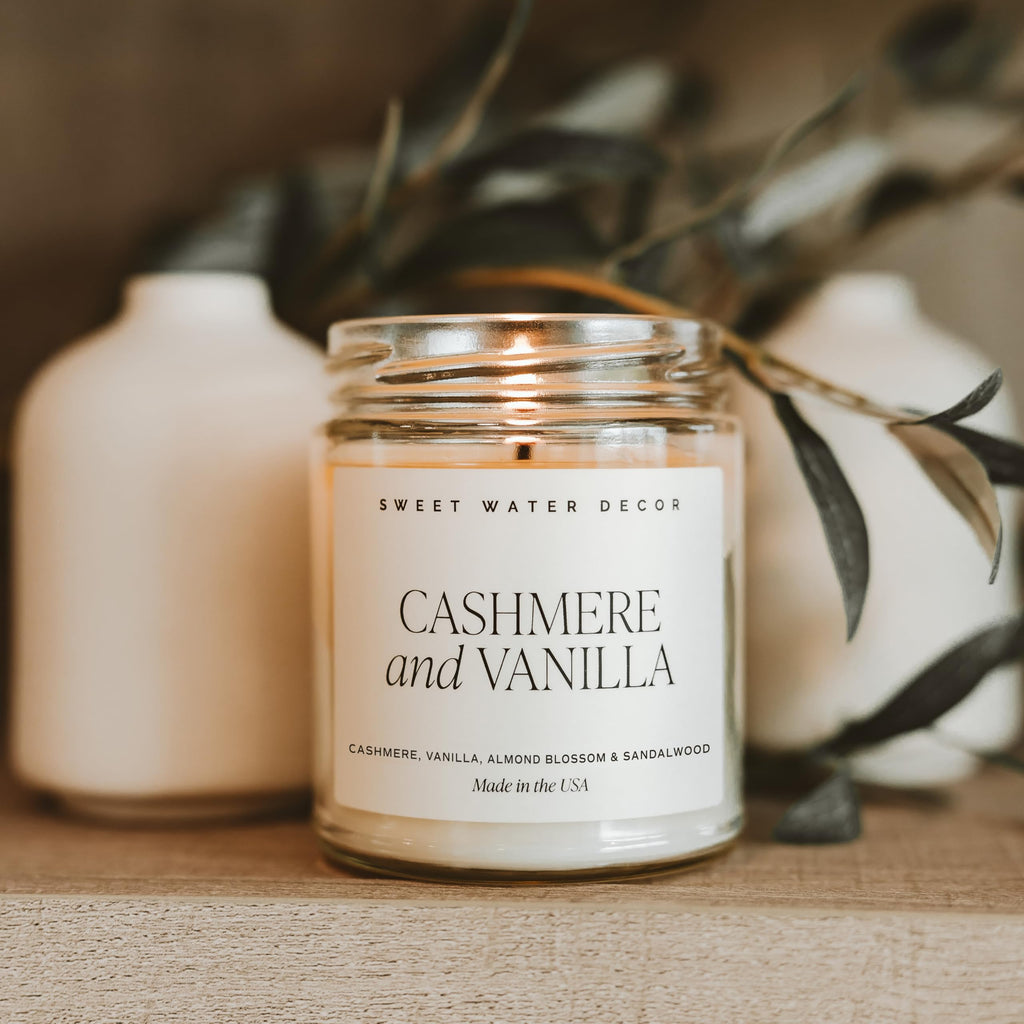 Cashmere & Vanilla Candle, 9oz Clear Glass Jar