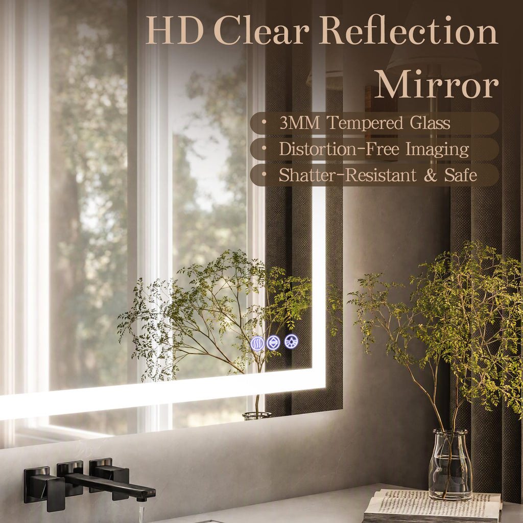 LED Bathroom Mirror 32 x 48 Inch - 3 Color Adjustable Modes