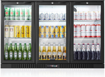 BODEGACOOLER Commercial Bar Cooler With 3 Glass Doors,11.4 Cu.Ft Under Counter B