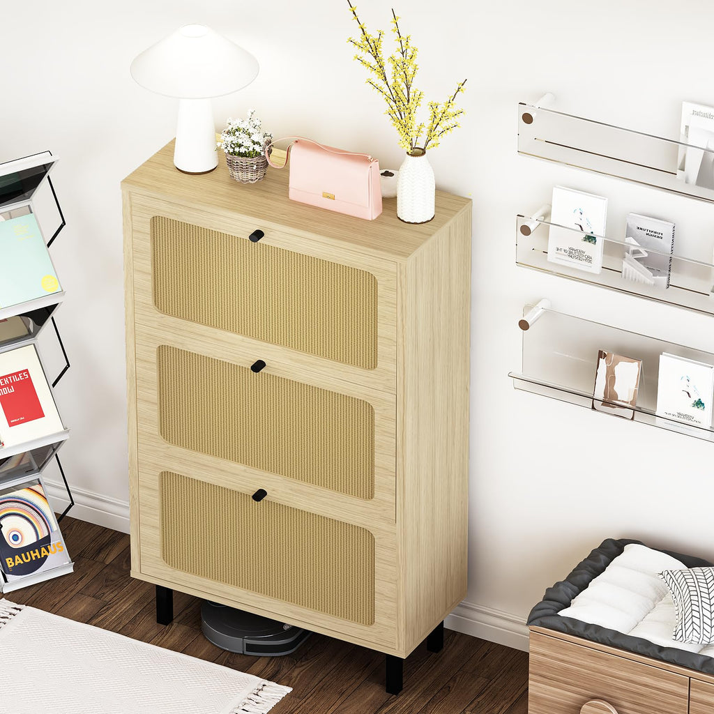 Shoe Storage Cabinet, Shoe Rack Cabinet with Flip Drawers, Narrow Shoe Rack for Small Apartment, Freestanding