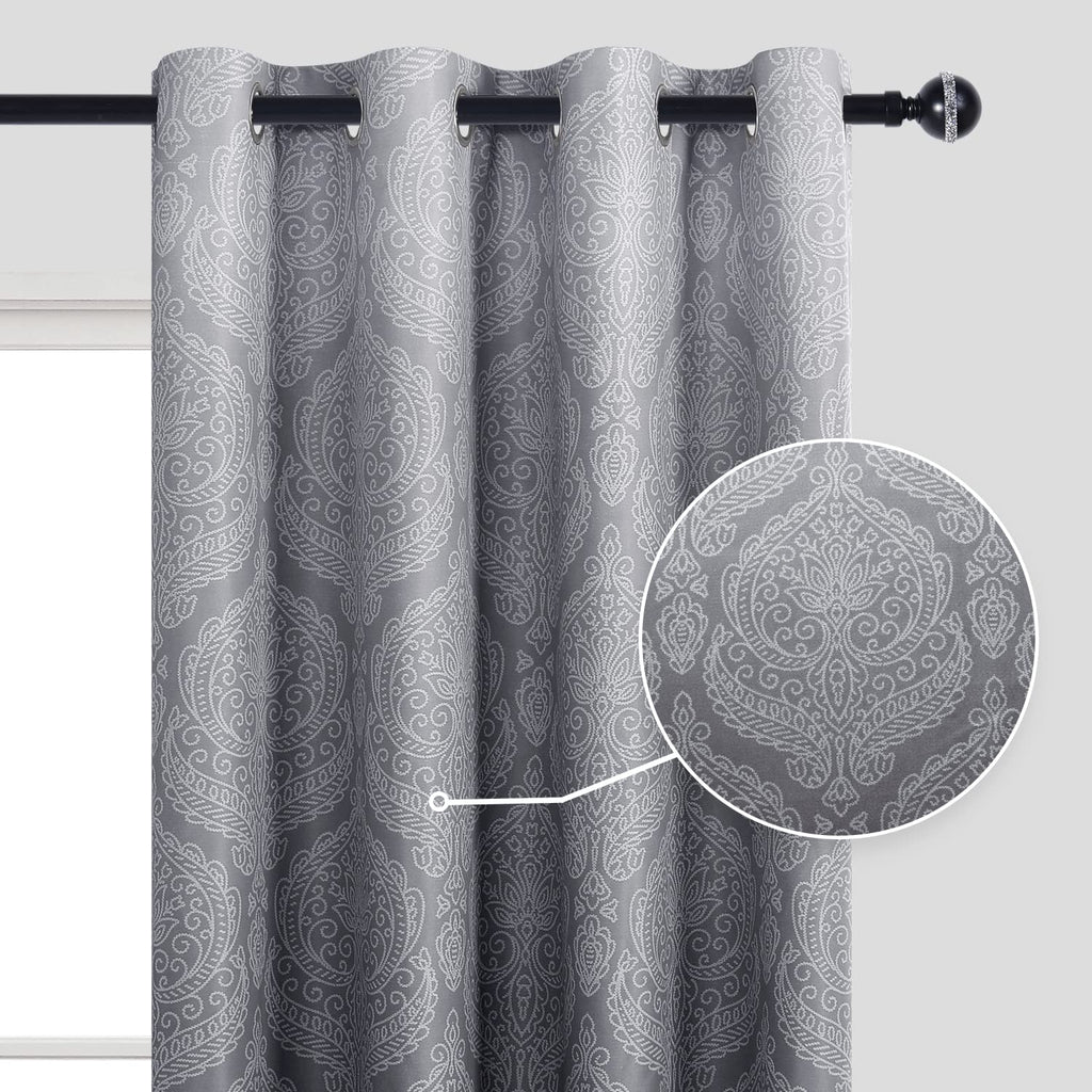 Ombre Blackout Curtains 52 x 84 inch, 2 Panel Set, Grey