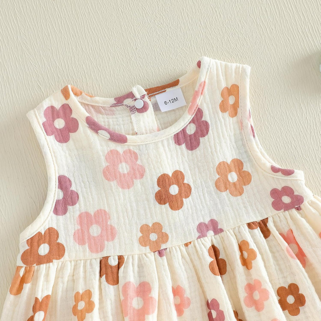 Toddler Baby Girl 2Pieces Clothes Set Boho Floral Print Tank Tops Cotton Gauze Pants Little Girl Summer Outfit