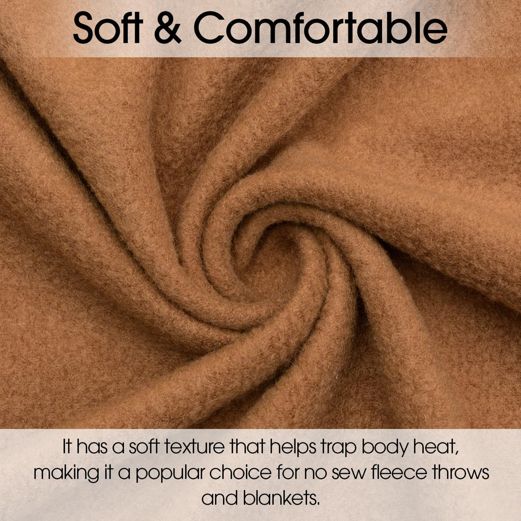 Textiles 1 Yard Bolt Dark Camel Solid Fleece Fabric