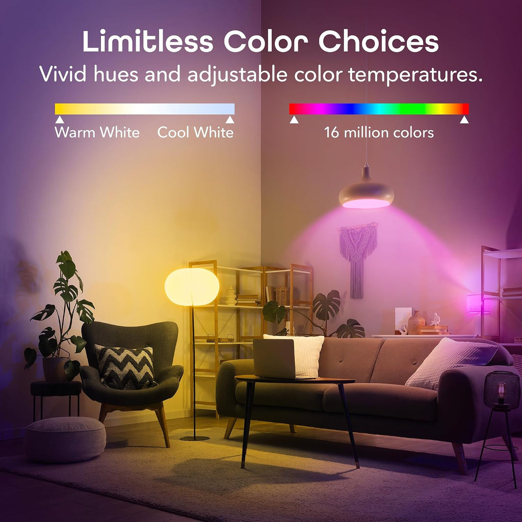 Prisma Plus 800 Dimmable Smart Light Bulbs with 2.4 GHz Wi-Fi Connectivity - Color-Changing & Tunable White, A19 LED