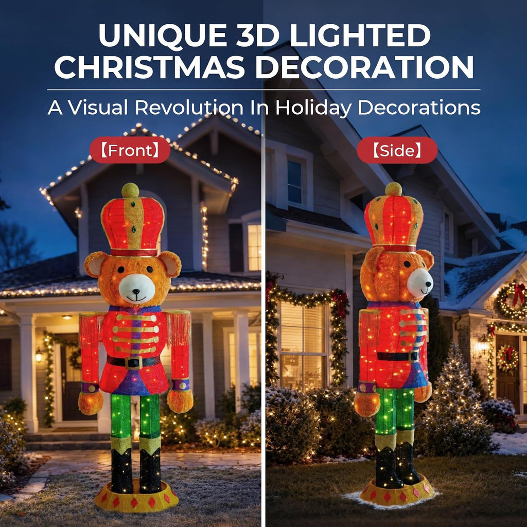 5FT Pop-Up Nutcracker Bear Lighted Outdoor Christmas Decoration
