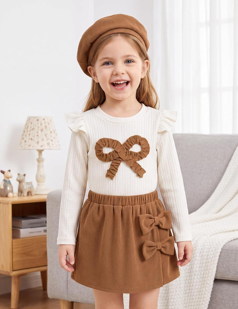 Toddler Girls Clothes Ruffle Sleeve Skirt Set Fall Outfit