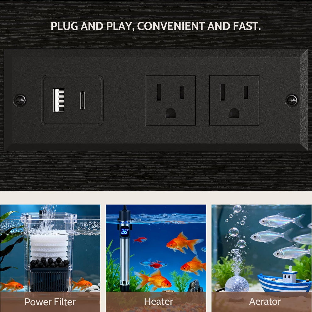40-50 Gallon Fish Tank Stand with Power Outlet, Aquarium Stand with 3-Tier Adjustable Storage Shelves, Fish Stand