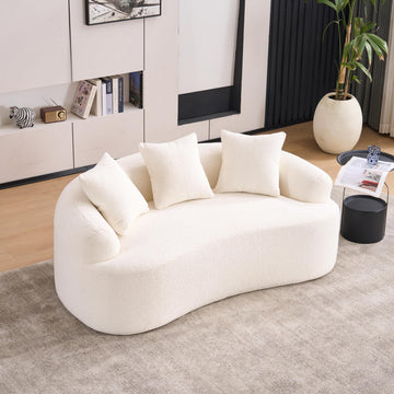 65" Curved Loveseat Couch with Soft Pillows and Deep Seats-White