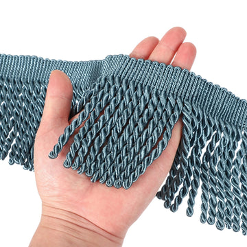 Dark Blue Fringe Trim, 5 Yards x 4inch Fringe Trim Curtain Tassel Thick Long Fabric Sewing for Curtain Sofa Clothes