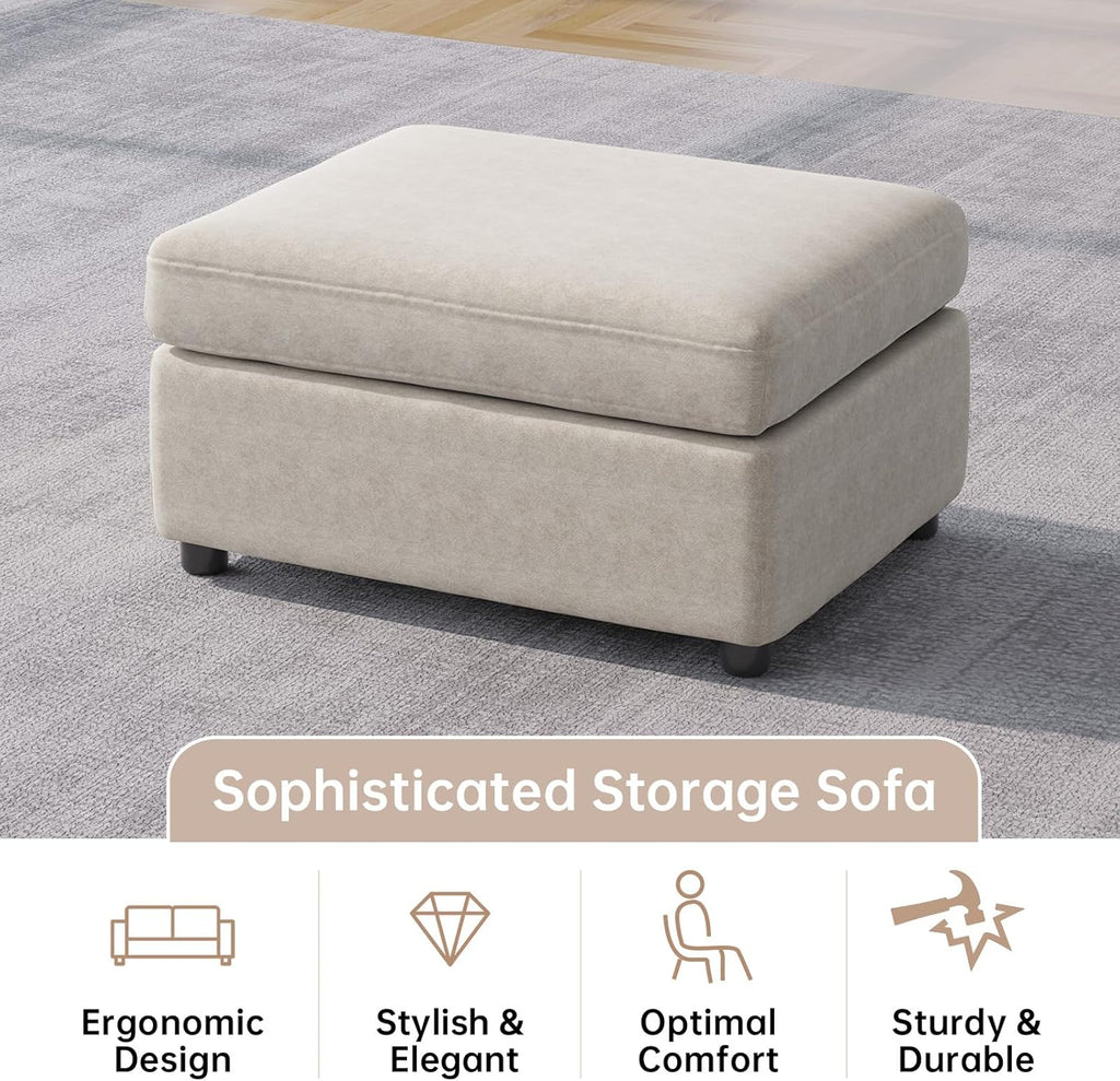 Rectangular Storage Ottoman 33.85 Inch Storage Bench, Velvet Footrest Stools Oversized Single Sofa , Broad Seater