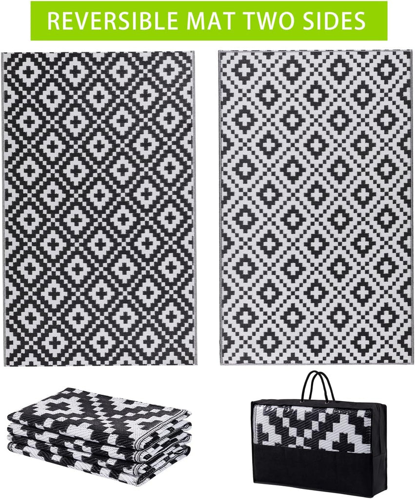 9' x 12', Plastic Straw Rug, Outdoor Patio Rugs, RV Rug, Large Floor Mat and Rugs for Outdoors, RV, Patio, Backyard