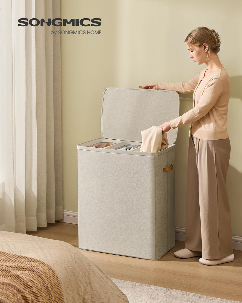 Laundry Basket, 190L Laundry Hamper with Lid, 3 Removable Bags
