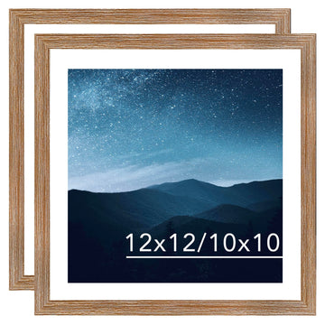 12x12 Picture Frame Set of 2 With 10x10 Mat for 30x30cm Diamond Art Painting, Display Photo 10x10 With Mat or 12x12