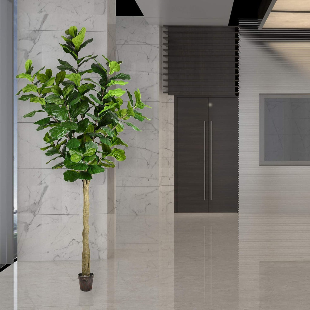 10' Artificial Potted Fiddle Tree, 184 Leaves, Faux Fiddle Leaf Fig for Indoor Decor, Maintenance-Free, Realistic