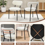 Dining Chairs Set of 2, Boucle Comfortable Upholstered Seat Fabric with Curved Backrest