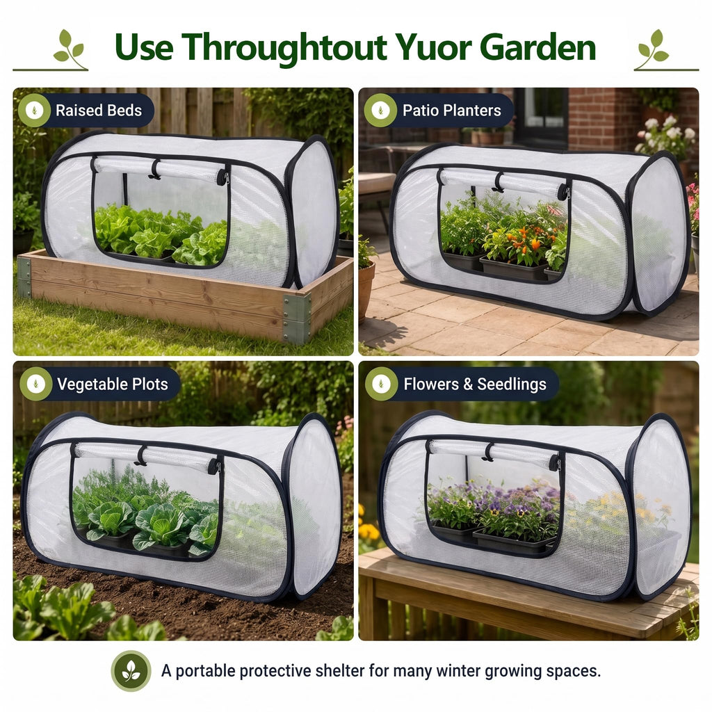 Plant Covers Freeze Protection-Pop Up Mini Greenhouse for Raised Garden Bed