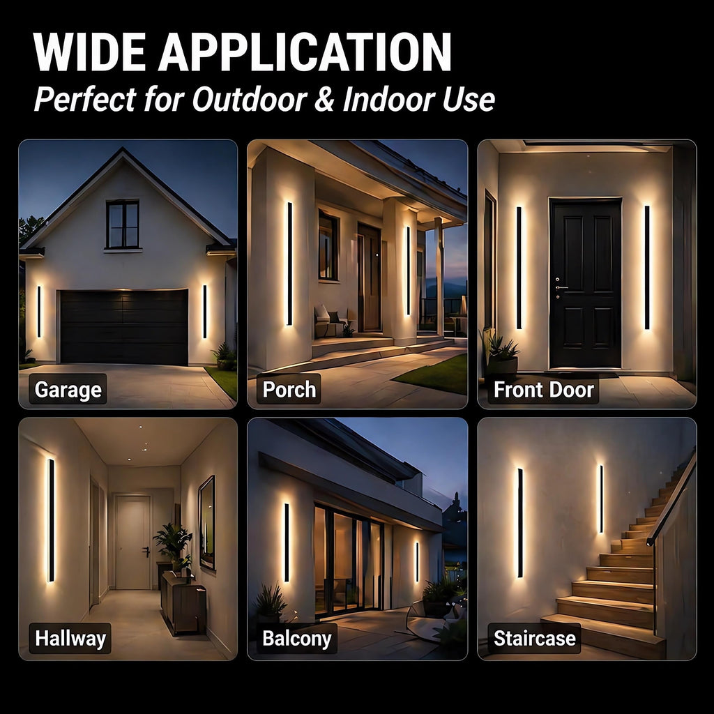 Modern Outdoor Wall Light 2pack 39in, 4.72in Width, Dimmable LED