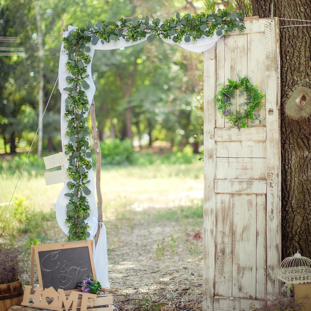 26.4ft Artificial Eucalyptus Garland Greenery Garland Fake Eucalyptus Leaves for Wedding Arch Farmhouse Mantle - Set of 4