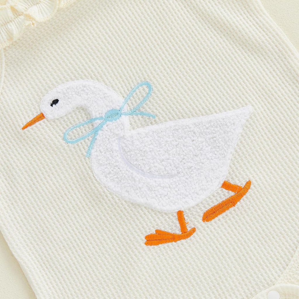 Newborn Baby Girl Clothes Silly Goose Outfit Waffle Knit Sleeveless Romper Ruffle Shorts Set Spring Summer Clothes