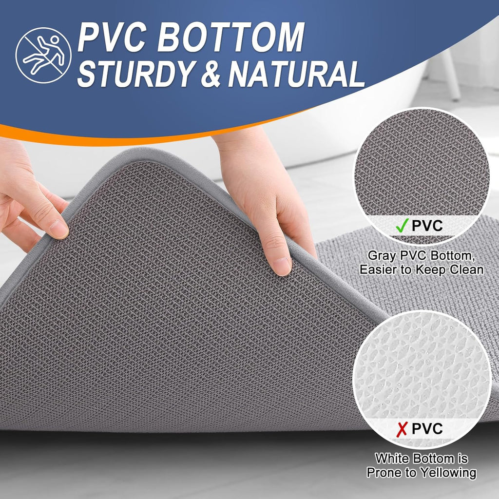 Memory Foam Bathroom Rugs Mats Sets 2 Piece, 24"x16"+30"x20", Grey | Ultra Soft Quick Dry Bath Rugs, Non-Slip