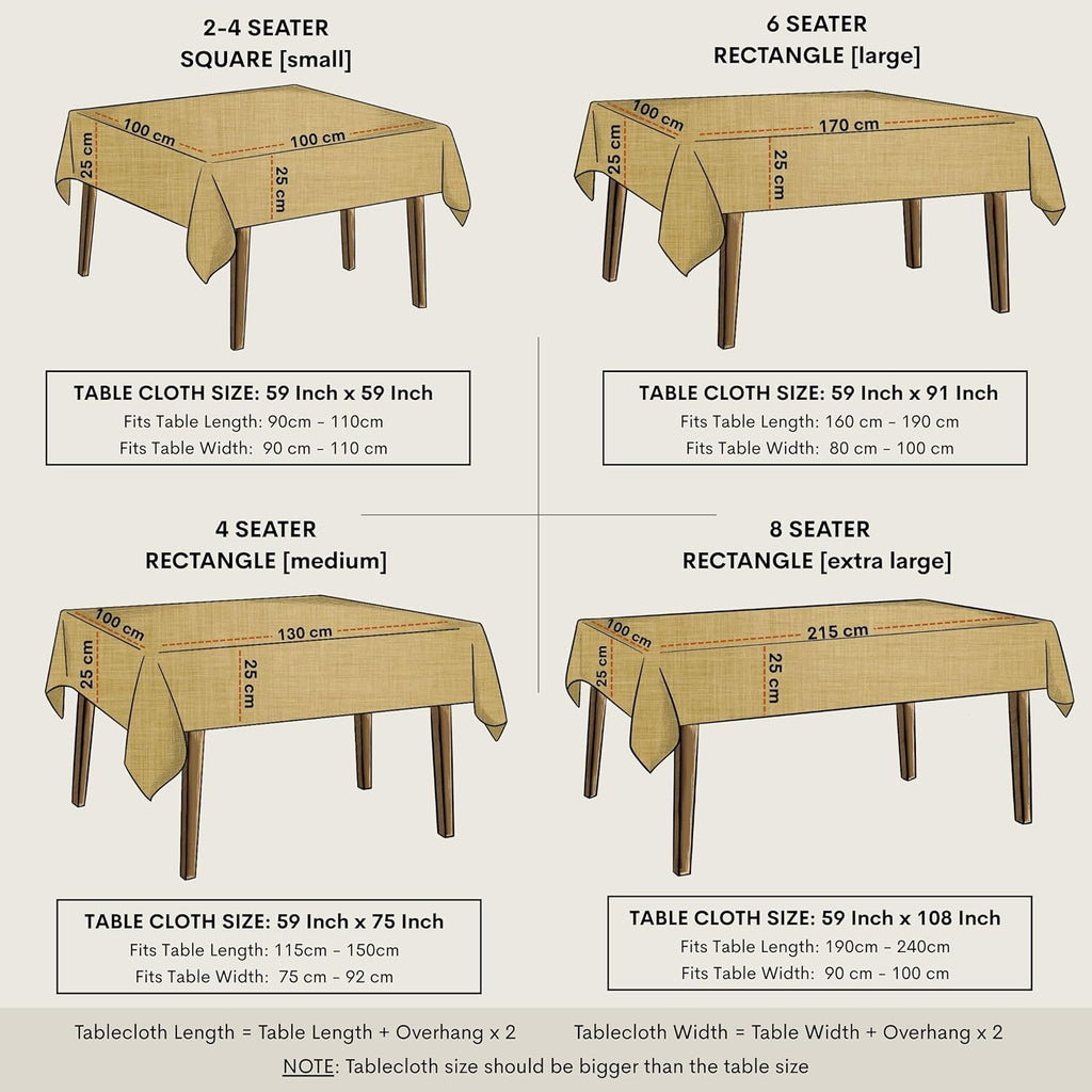 Embroidered Cotton Tablecloth 60 x 90 Inch Rectangle - Washable & Colorfast Table Cover, Farmhouse, 