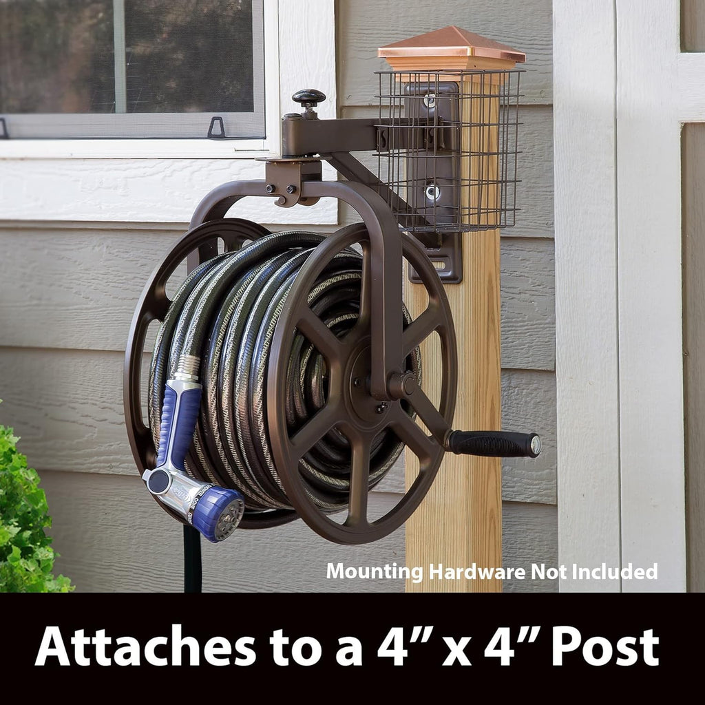 712 Single Arm Navigator Multi-Directional Garden Hose Reel, Holds 125-Feet of, 5/8-Inch, Bronze