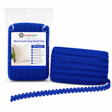 Blue French Gimp Braid Trim for Sewing Upholstery, 30 YDs