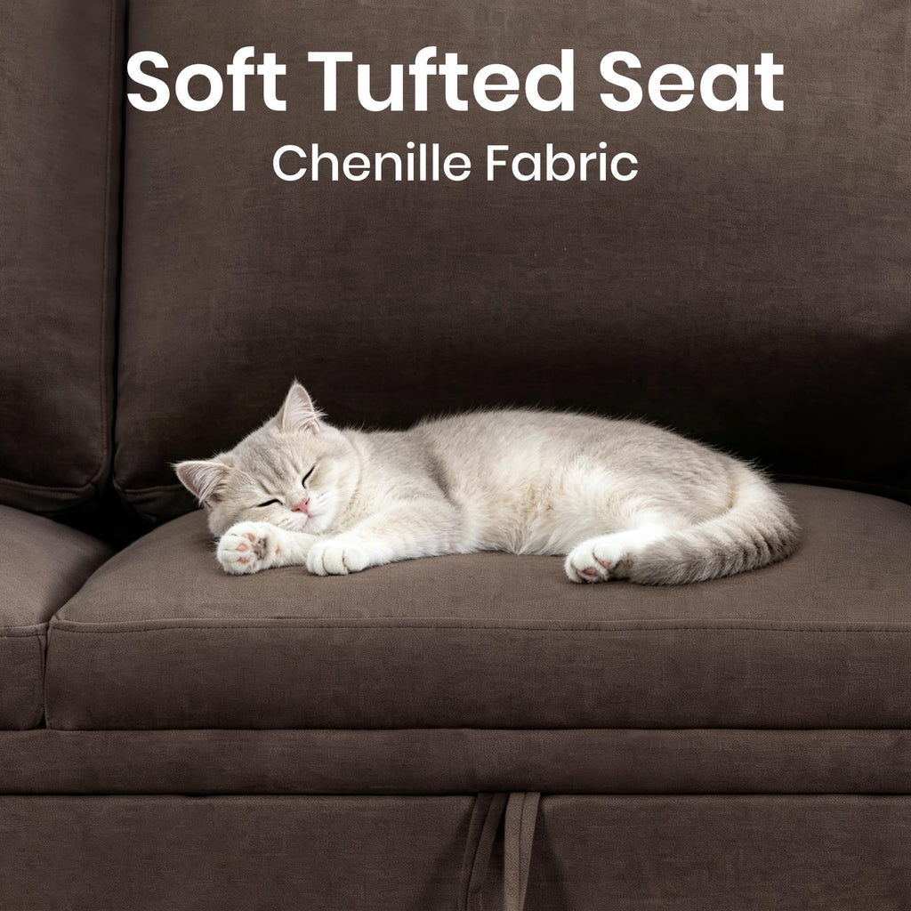 Modular Sectional Sofa with Pull Out Bed Sleeper Sofa L Shaped with Storage, Sectional Couch Convertible Sofa Bed