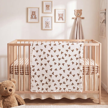 Bear Crib Bedding Set of3 with Sheet Quilt Bed Skirt