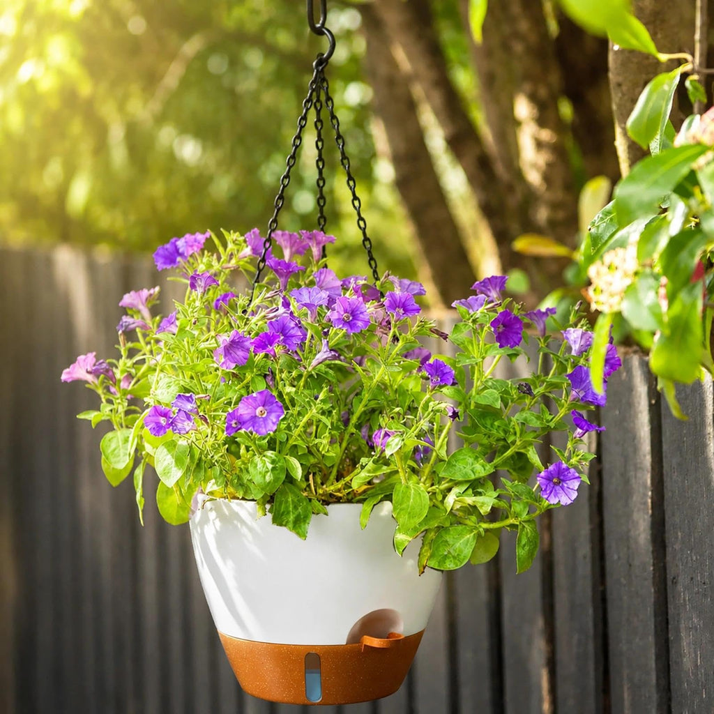 12 Inch Large Self Watering Hanging Planters for Indoor Outdoor Plants - Water Level Indicator & Removable 60 Oz
