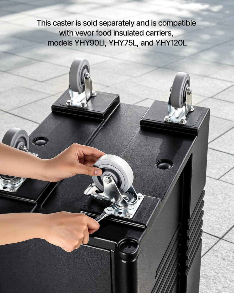 Caster Wheels, 5 Inch Heavy Duty Casters, Compatible with Insulated Food Pan Carrier, Set of 4 (2 Swivel with Brake