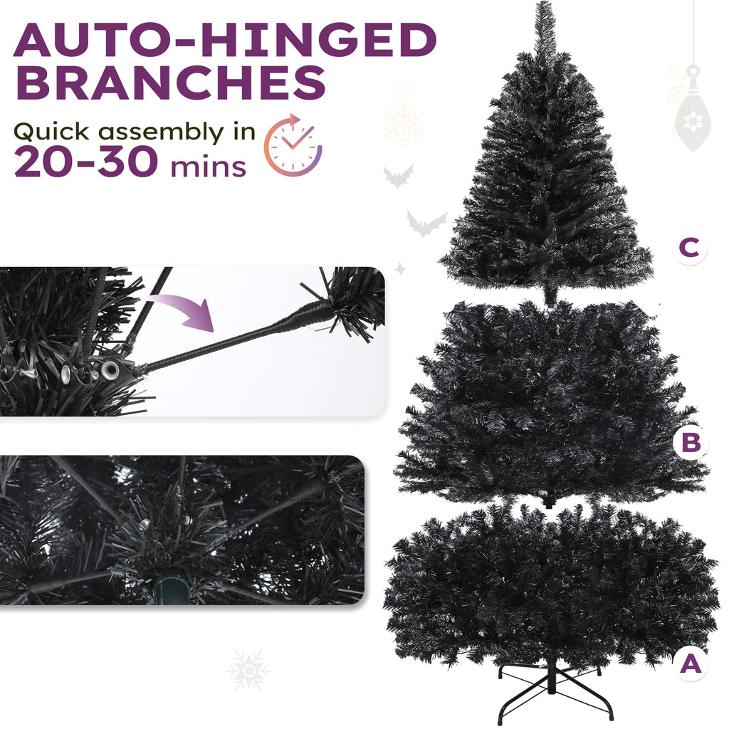 6ft Black Halloween Artificial Christmas Tree with 818 Branch Tips