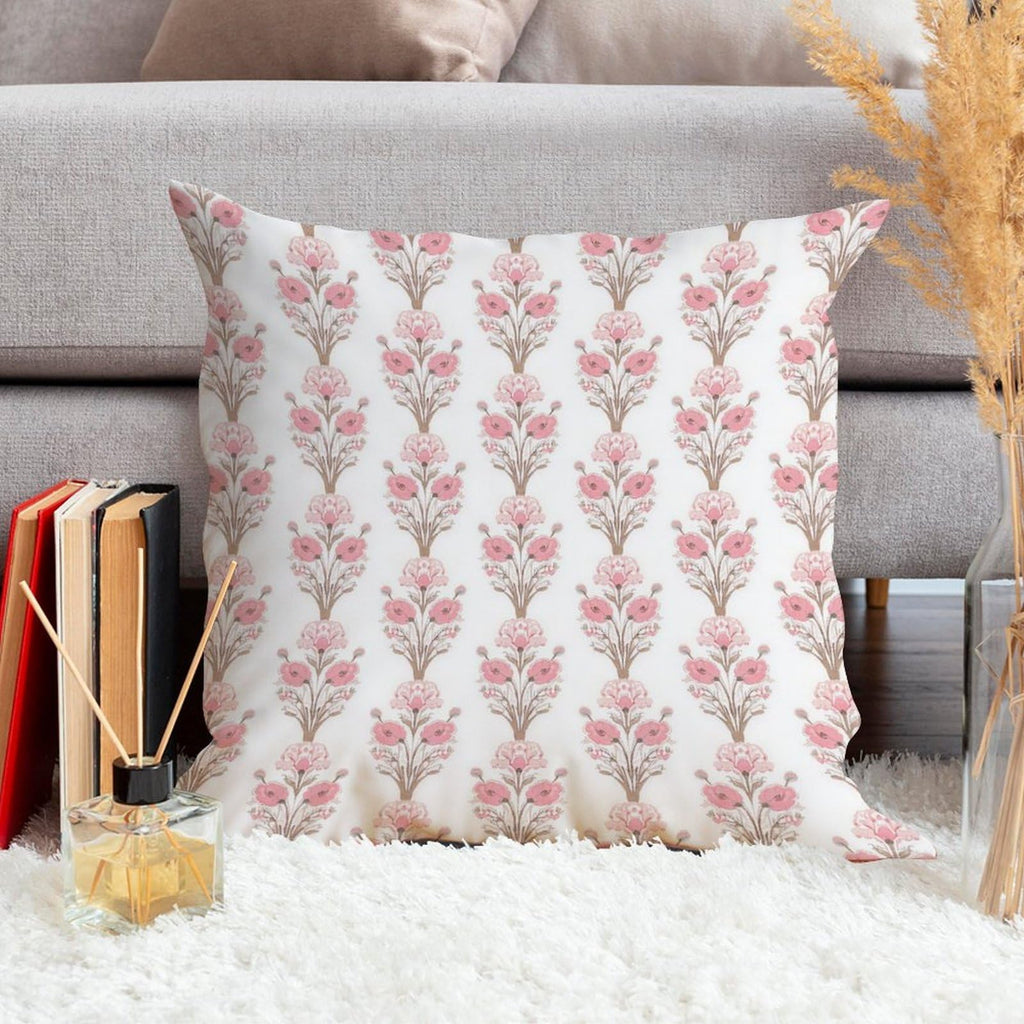 Pink Floral Stripe Decorative Pillow Covers Flower Print Artistic Cushion Covers 18x18in Pillow Cover Linen