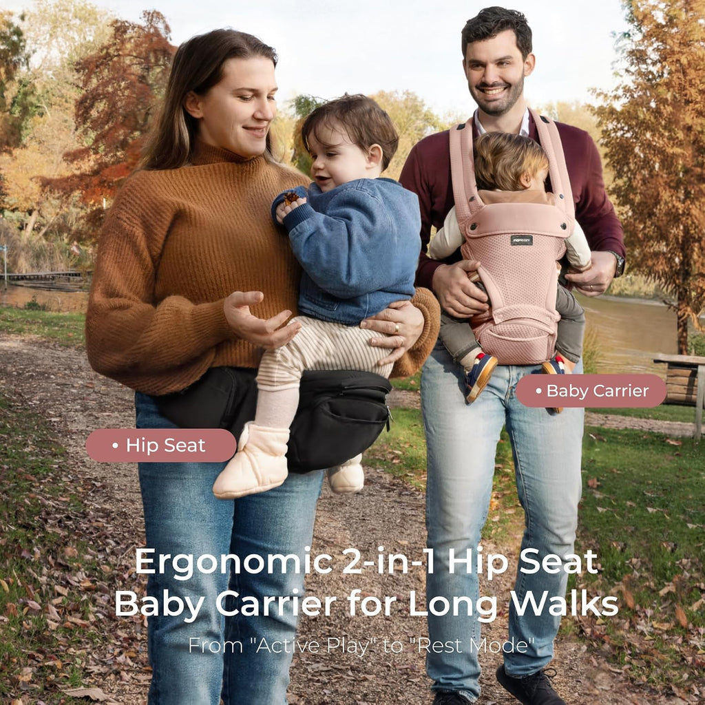 Baby Carrier with Hip Seat, in-1 Detachable Hands-Free Carrier for Long Walks, Forward-Facing Carry 7-44lbs