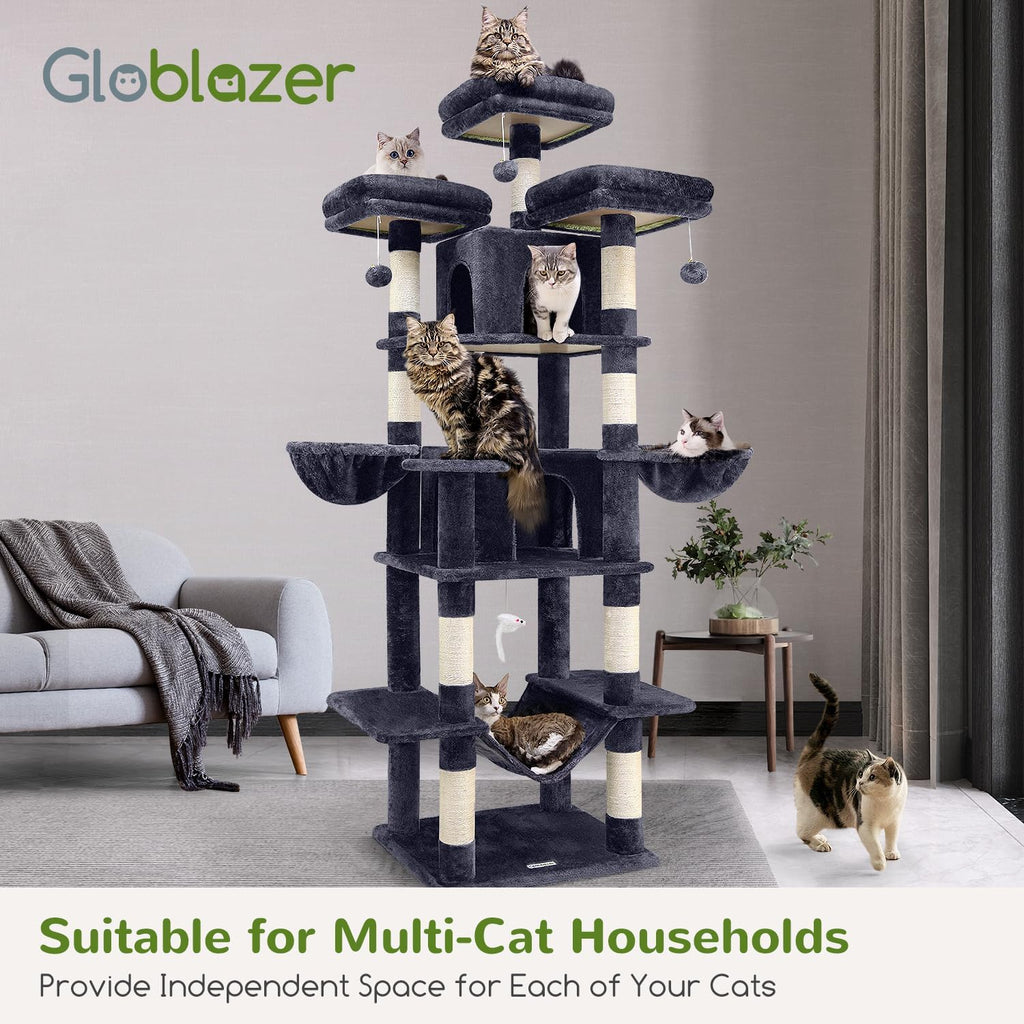 Big XXL Cat Tower for Indoor Multiple Cats, Dark Grey