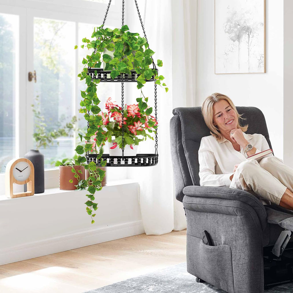2 Tier Hanging Planters for Indoor Outdoor Plants, Metal Plant Hanger, 2pack