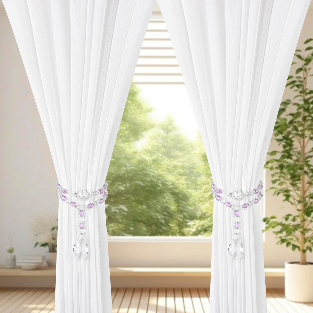 Luxury Crystal Beaded Magnetic Curtain Tieback, Purple