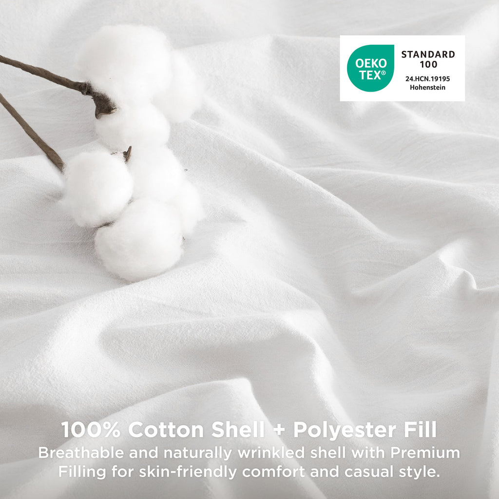 PureWoven Cotton Comforter Set Prewashed, White