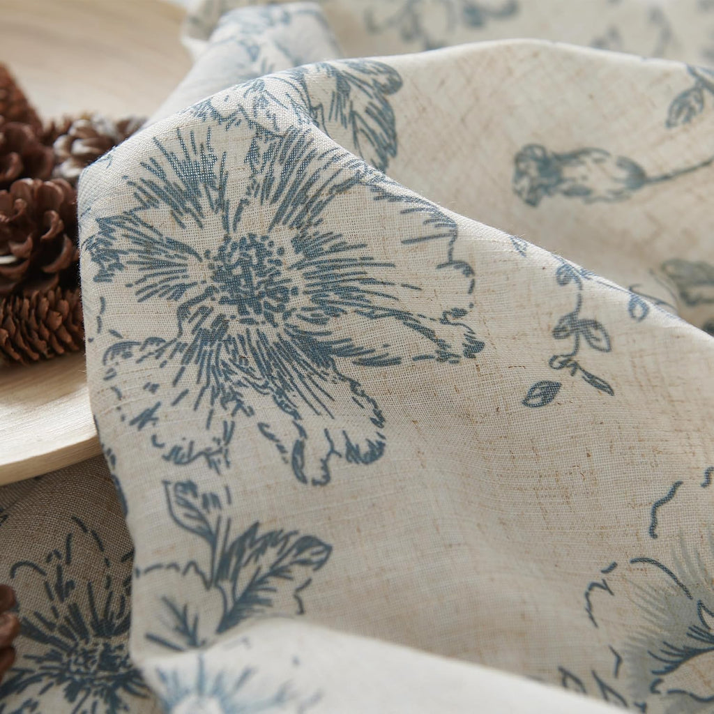 Floral Kitchen Curtains Set Linen Tier Curtains and Valance Farmhouse Drapes for Small Windows 36 Inch Length for