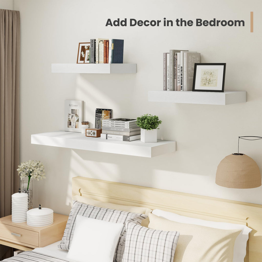 48 x 12 Deep Floating Shelves Wall Mounted Set of 2 White