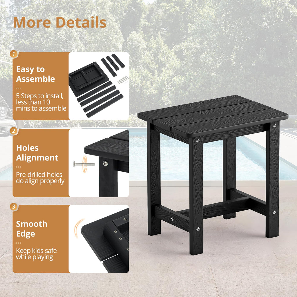 Outdoor Rocking Chairs Set, 3-Piece, HDPS Poly Porch Rockers with Table, Plastic Weather Resistant Rocking Chair Set