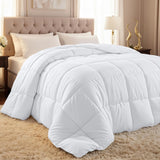 Comforter Duvet Insert, Quilted Comforter with Corner Tabs, Box Stitched Down Alternative Comforters Queen (White)