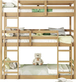 Twin Over Twin Over Twin Triple Bunk Bed for Kids,3 Bed Bunk Beds for 3,Solid Wood Twin Triple Bunk Bed with Two