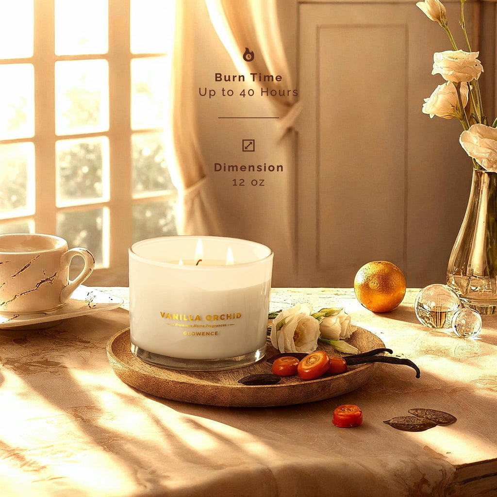 Luxury Vanilla Scented Candle - Large 3 Wick Jar Candle - Elegant Gift for Women & Men - 100% Natural Soy Wax - Up to