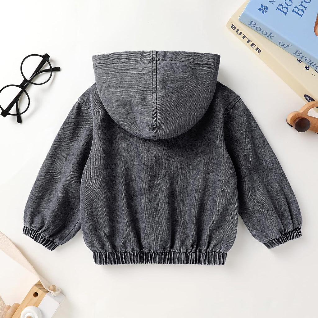 Toddler Jean Jacket with Hood Denim Outerwear for Girls and Boys